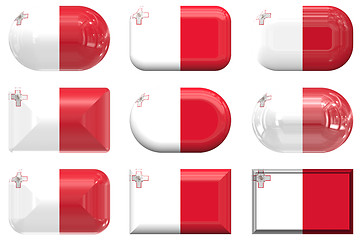 Image showing nine glass buttons of the Flag of Malta