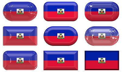 Image showing nine glass buttons of the Flag of Haiti