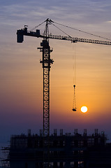 Image showing Crane at Sunrise