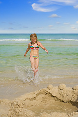 Image showing cute girl at the beach