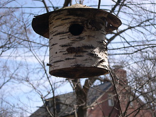 Image showing birch bark bird house