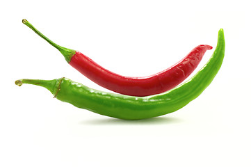 Image showing Red and green chili peppers