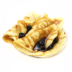 Image showing Pancakes with jam