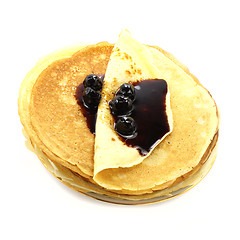 Image showing Pancakes with jam