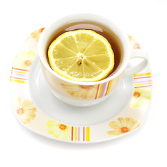 Image showing Cup of tea with lemon