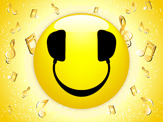 Image showing Smiley DJ Background with Music Notes and Stars. 