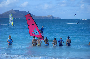 Image showing Windsurfing lesson