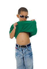 Image showing cute boy showing belly hole