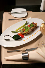 Image showing fish asparagus and spinach