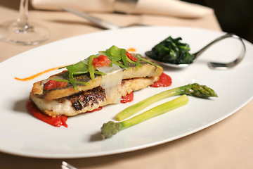 Image showing fish asparagus and spinach