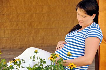 Image showing Pregnant woman relaxing