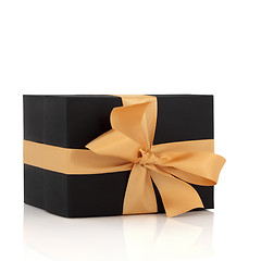 Image showing Black Gift Box with Gold Bow