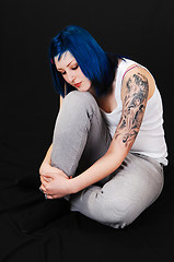 Image showing Pretty girl with blue hair..