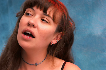 Image showing beautiful young woman talking