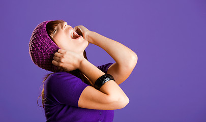 Image showing Beautiful woman yelling