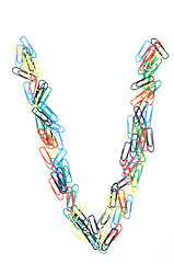 Image showing Paperclip Alphabet Letter V