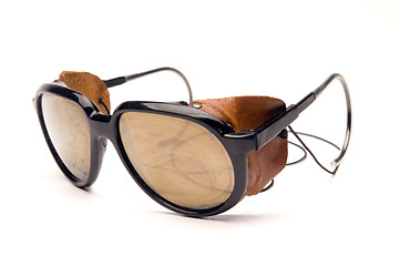 Image showing glacier sunglasses glasses with leather side pieces and strap