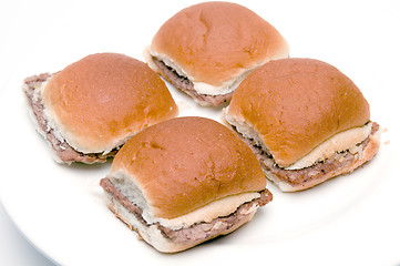 Image showing mini hamburgers cheeseburgers with onions