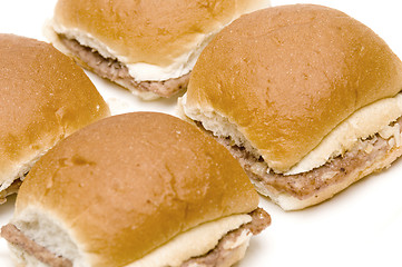 Image showing mini hamburgers cheeseburgers with onions