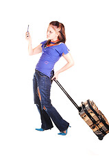 Image showing Girl on a trip with cell phone.