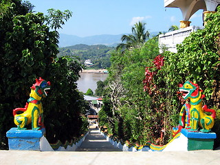 Image showing The stairway to Thailand. Huay Xai. Laos