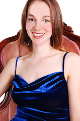 Image showing Beautiful woman in royal blue dress.