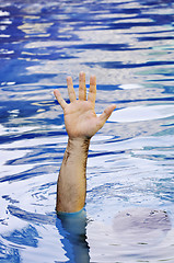 Image showing Hand of drowning man