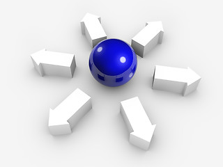 Image showing Conceptual image of sphere and arrows. Isolated.