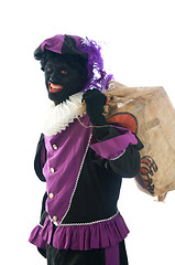 Image showing Zwarte Piet with a bag full of presents