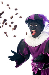 Image showing Zwarte Piet throwing ginger nuts