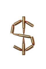 Image showing Dollar symbol made of cartridges isolated