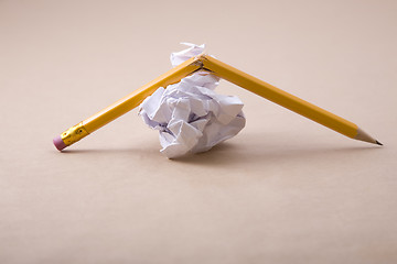 Image showing crumpled paper and crushed pencil