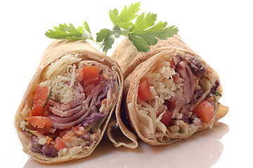 Image showing Two Tortilla Wrap Cut in Half