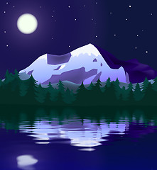 Image showing mountain landscape in moon light