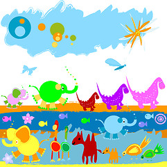 Image showing dinosaurs and other little animals