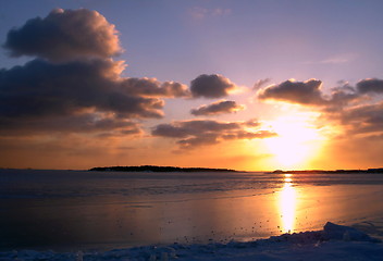 Image showing Winter sea sunset