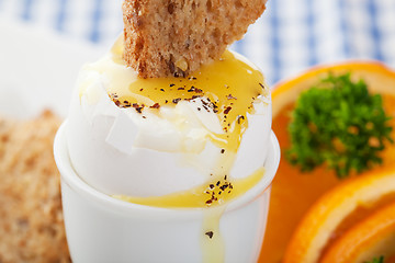 Image showing Soft Boiled Egg and Toast