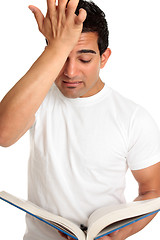Image showing Worried stressed frustrated studying student
