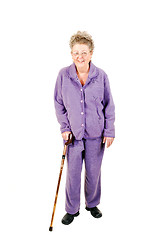 Image showing Senior woman with cane.