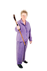 Image showing Senior woman with cane.
