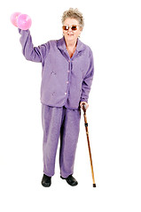 Image showing Senior woman with cane.