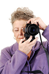 Image showing Senior lady with camera.