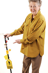 Image showing Senior woman with cane.