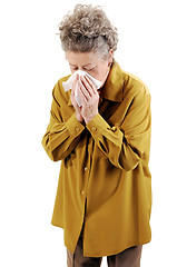 Image showing Senior woman with a cold.