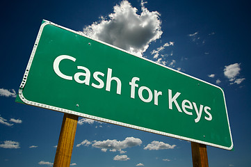 Image showing Cash for Keys Green Road Sign Over Clouds