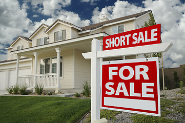 Image showing Short Sale Home For Sale Sign and House