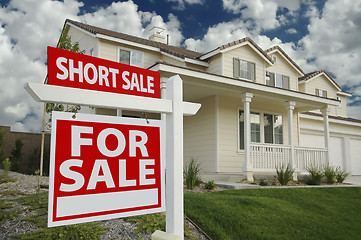 Image showing Short Sale Home For Sale Sign and House