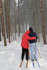 Image showing a happy cross country skiing couple