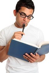 Image showing Man or student pondering or thinking intently