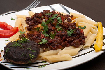 Image showing pasta and cutlet